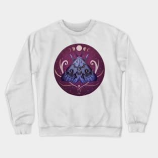 Graphic Purple Moth with Moon Sketch Artwork Crewneck Sweatshirt